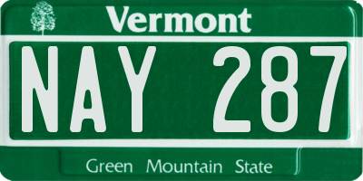 VT license plate NAY287