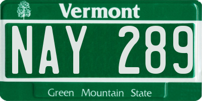 VT license plate NAY289