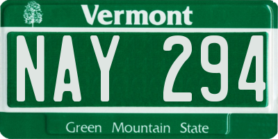 VT license plate NAY294