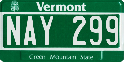 VT license plate NAY299