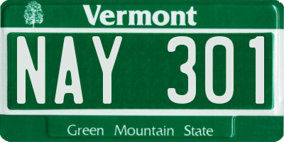 VT license plate NAY301