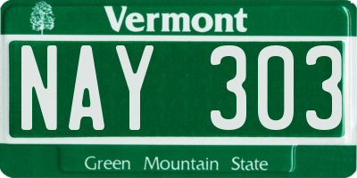 VT license plate NAY303