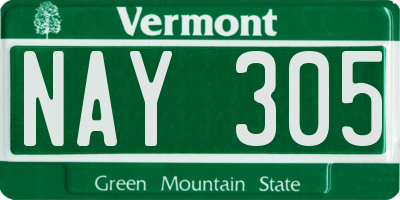 VT license plate NAY305