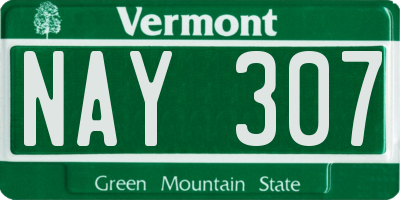 VT license plate NAY307