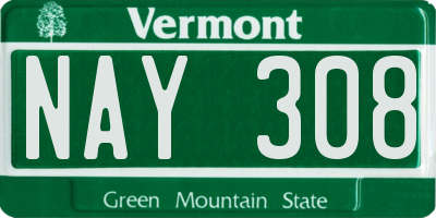 VT license plate NAY308