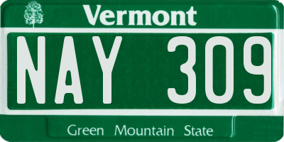 VT license plate NAY309