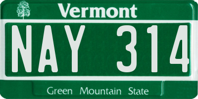 VT license plate NAY314