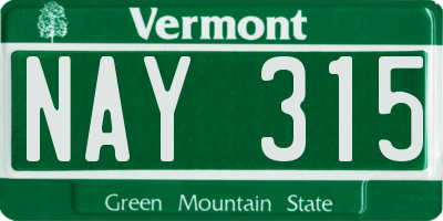 VT license plate NAY315