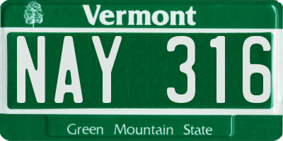 VT license plate NAY316