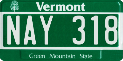 VT license plate NAY318