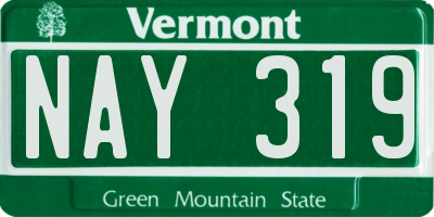 VT license plate NAY319