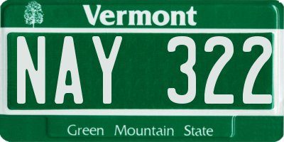 VT license plate NAY322
