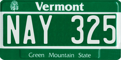VT license plate NAY325