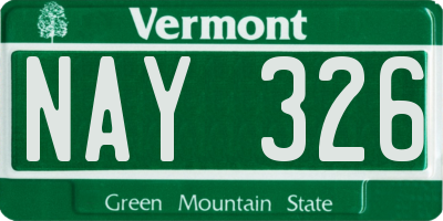 VT license plate NAY326