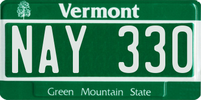 VT license plate NAY330