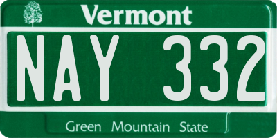 VT license plate NAY332