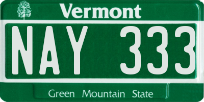 VT license plate NAY333