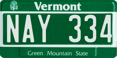 VT license plate NAY334