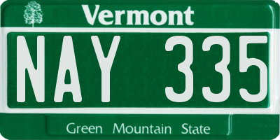 VT license plate NAY335