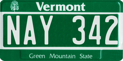 VT license plate NAY342