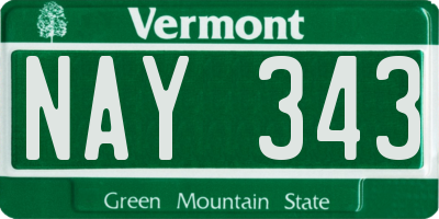 VT license plate NAY343
