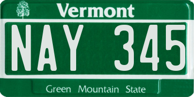 VT license plate NAY345