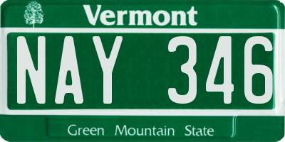 VT license plate NAY346