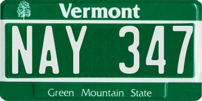 VT license plate NAY347