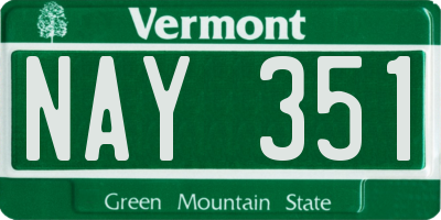 VT license plate NAY351