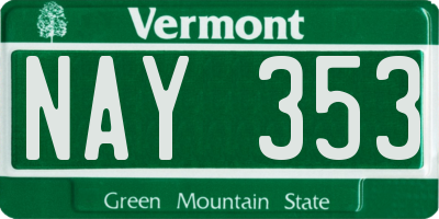 VT license plate NAY353