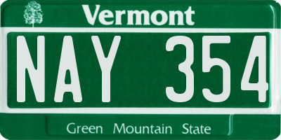 VT license plate NAY354