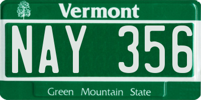 VT license plate NAY356