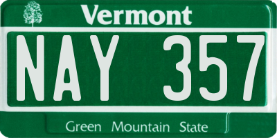 VT license plate NAY357