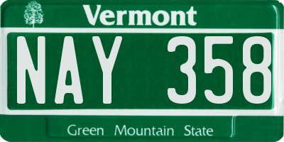 VT license plate NAY358
