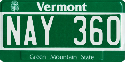 VT license plate NAY360