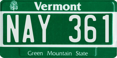 VT license plate NAY361