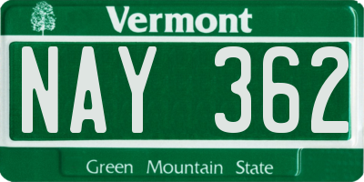 VT license plate NAY362