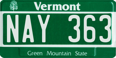 VT license plate NAY363