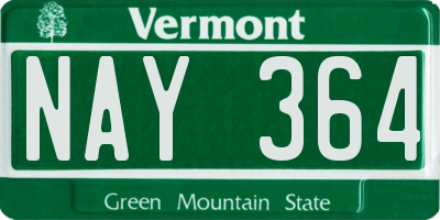 VT license plate NAY364