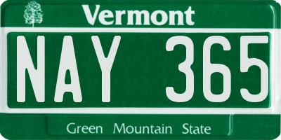VT license plate NAY365