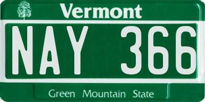 VT license plate NAY366