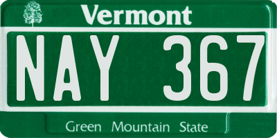 VT license plate NAY367