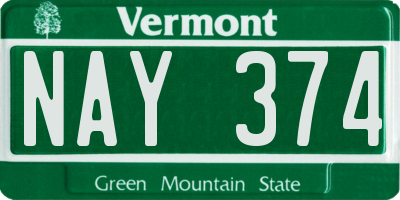 VT license plate NAY374