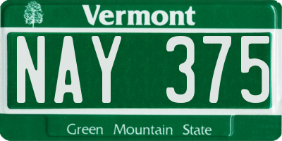 VT license plate NAY375