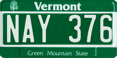 VT license plate NAY376