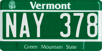 VT license plate NAY378