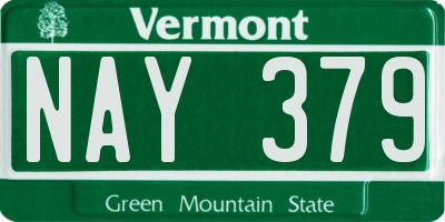 VT license plate NAY379