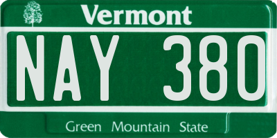 VT license plate NAY380
