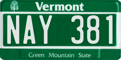 VT license plate NAY381