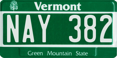 VT license plate NAY382